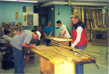 Students begin the process of building scale models of five Vermont Covered Bridges using a scale of 1:24