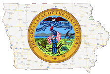 Google Map of Iowa with state seal