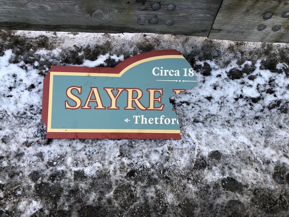 Sayer Covered Bridge-Truck approach damage 